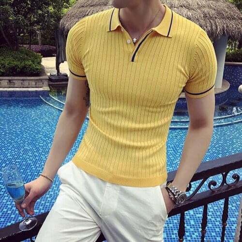 Short Sleeve Polo Shirt Mens Slim Fit Breathable Casual Polos Mens Polo Shirt High Quality Summer WhiteSocial Clothes