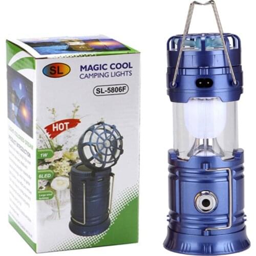 New Multi-function Solar Flashlight with Mini Fan Rechargeable LED Camping Light Table Lamp Flashlight Drop Shipping