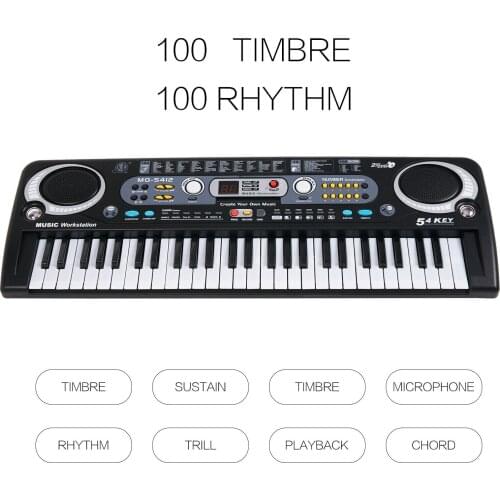 Portable Keyboard Piano 61 Keys Digital Music Key Board with Microphone USB Type