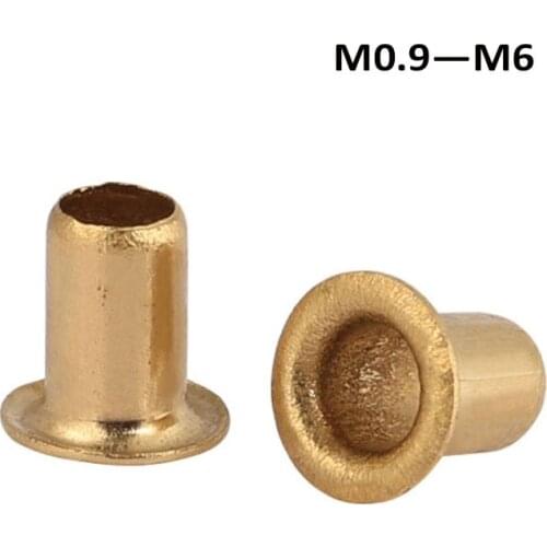 40-200Pcs Hollow Rivet Hollow Brass Rivets Nuts Tubular Rivets M0.9 M1.3 M1.5 M1.7 M2 M2.3 M2.5 M3 M4 M5 M6