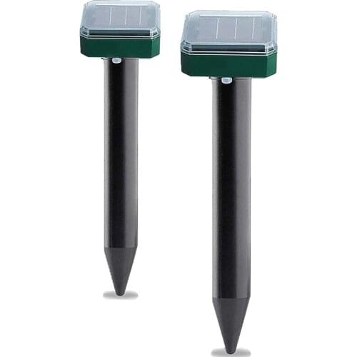 Solar Powered Mole Repellent, 2 Pack Ultrasonic Gopher Repellent for Garden Yard, Snake Repellent, Vole Deterrent