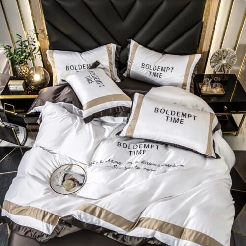 Luxury White Washed Silk Embroidery Bedding Set European Style Embroidery Duvet Cover Bed Sheet #sw Quilt Pillowcase Cover