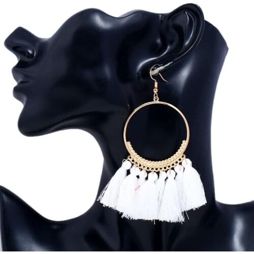 Tassel Earrings For Women Ethnic Big Drop Earrings Bohemia Fashion Jewelry Trendy Cotton Rope Fringe Long Dangle Earrings