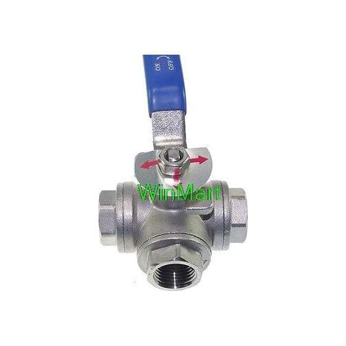 1 PC DN15 G1/2" Female 3-Way T-Port 304 Stainless Steel Ball Valve