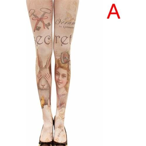 Women Tights With Cats Harajuku Tattoo Cat Pantyhose Female Fancy Stocking Medias Party Pants For Women pantyhoses Lolita
