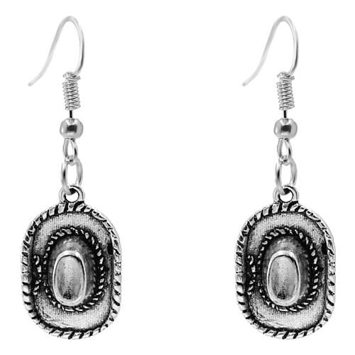 Novel Vintage Silver Plated Hat Drop Earrings For Women Party Bohemian Jewelry chapeau boucle d'oreille femme pendante