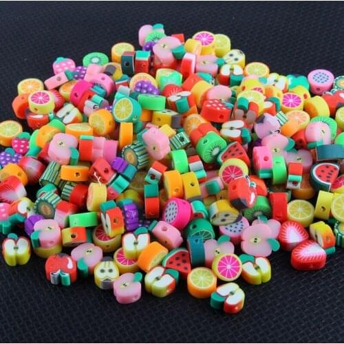 100 Pcs Fruit Soft Pottery Beads Assorted Mix Fruit Heishi Beads for Bracelet Making Jewelry Crafts Making(Fruit)