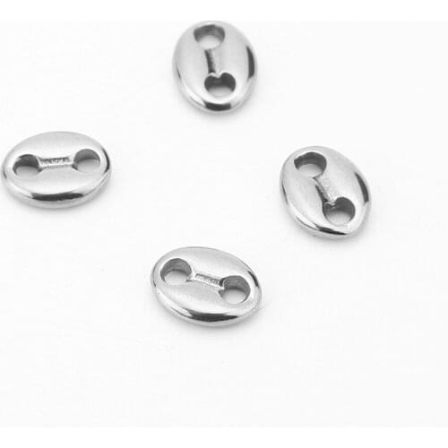 20pcs/lot Stainless Steel Coffee Bean Links Oval Shape Connector Charms Beads for Bracelets Necklaces Jewelry Making 11mm
