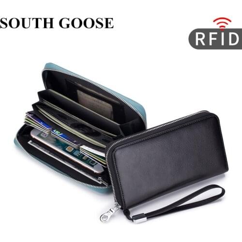 2020 Genuine Leather Long Wallets Men Multifunctional Business Clutch Bag FRID Blocking Card Holder Women Phone Pouch Wrist Bag