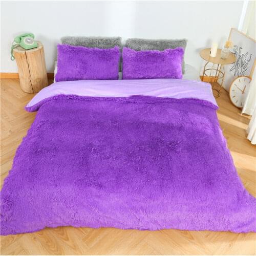3pcs/set Long Plush Bedding Set Soft Fluffy Velvet Duvet Cover Pillowcases Kit Winter Warm Shaggy Hairy Quilt Cover Bed Set