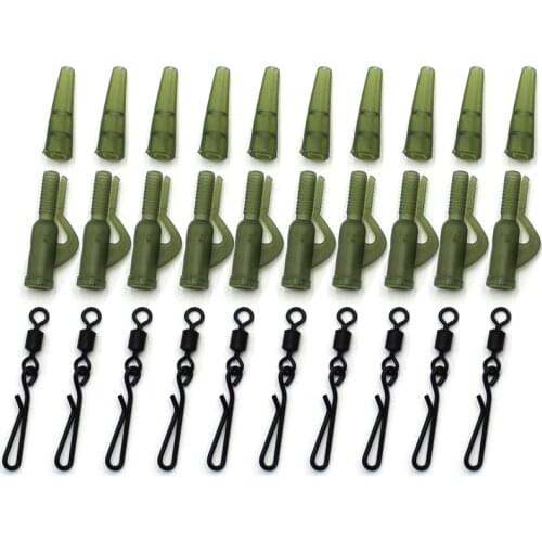 30PCS Carp Fishing Accessories Lead Clip Quick Change Swivel Tail Rubber Anti Tangle Sleeves for Carp Rigs Coarse Fishing Tackle