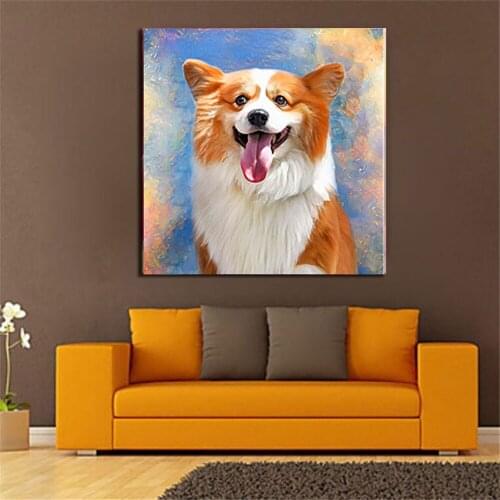 4K HD Print Modern Abstract Oil Painting Funny Animal Pet Oil Painting Cats and Dogs on Canvas Wall Artist Home Decoration