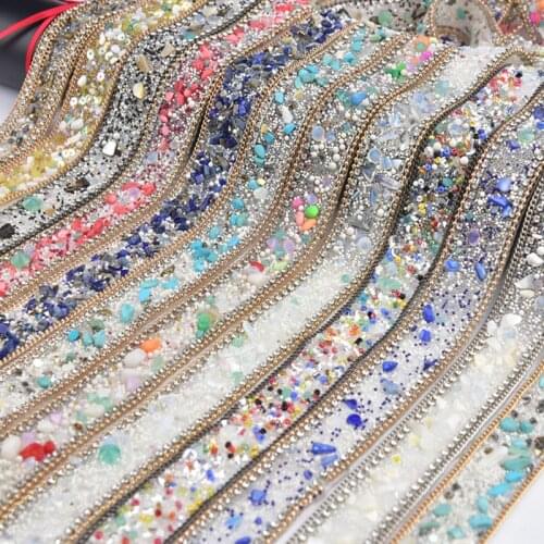 Rhinestone Applique 2.5cm Width Hotfix Trim Wedding Decoration Beaded Banding Fancy Tape Crystal And Stone Belt Diy Accessories
