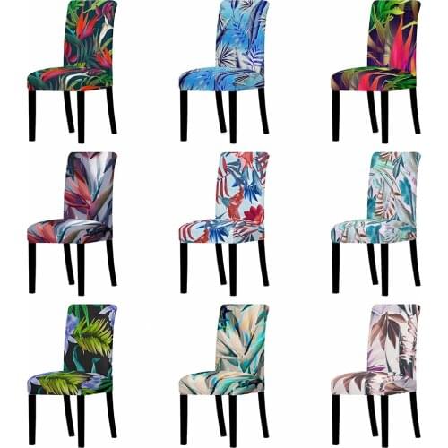 Tropical Leaf Chair Covers Elastic Anti-Dirty Elastic Seat Covers Stretch Arm Chair Protector For Wedding Hotel Banquet