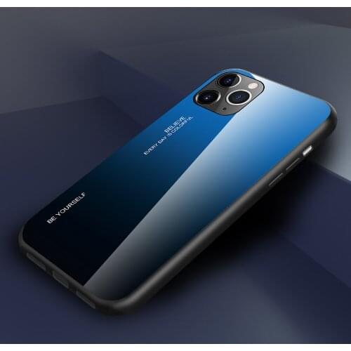 Gradient Tempered Glass Phone Case For iPhone 13 12 11 Pro Max XR 7 8 Plus 6 6S XS Max X 13 12 Mini SE 2020 Shockproof Hard Case