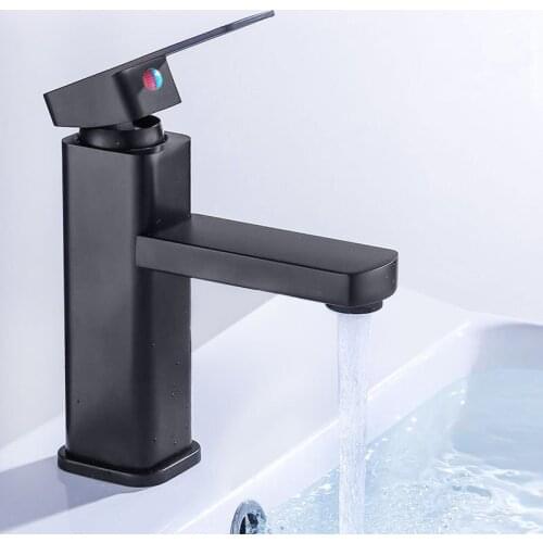Black Square Bathroom Sink Faucet Single Handle Basin Faucet Wash Tap Bathroom Toilet Deck Mounted Basin Tap