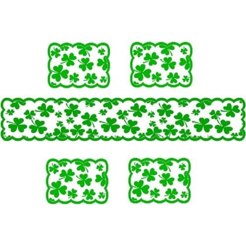 Saint Patricks Day Decorations, Irish Decor Table Runner Placemats with Irish CloverLace Shamrock Clover Greening Table