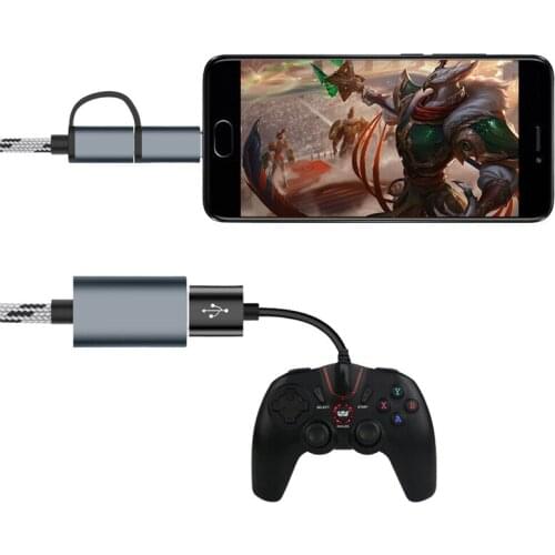 2 in 1 Type C Male + Micro USB Male to USB 3.0 Interface Female OTG Adapter Cable Fast Transfer Date Cable