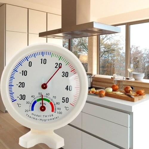 Mini Round Clock-shaped Indoor Outdoor Hygrometer Humidity Thermometer Temperature Meter Gauge Smart Thermostat Measure Tool