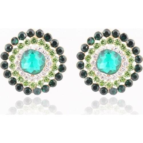 LUBOV New Full Rhinestone Gold Natural Zircon Inlay Round Stud Earrings Women Luxury Wedding Party Stud Earrings Valentine Gift