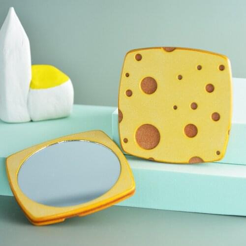 Small Makeup Mirrors Cattle Skin Cheese Holding Mirror Portable Students Cute Girl Heart INS Wind зеркало косметическое Cartoon