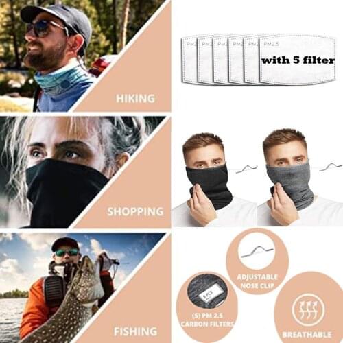 Unisex Multifunctional Head Scarf Neck Cover With Safety Filter Washable Headband Solid Color Dustproof Sun Protection Bandana