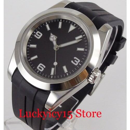 BLIGER 39mm Nologo Men Watch Automatic Movement Polished Case Rubber Band MIYOTA Movement