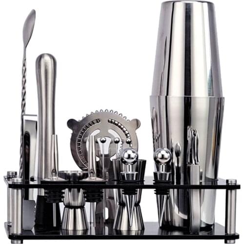 Bartender Kit， 17-Piece Cocktail Shaker Set Acrylic Stand ， For Mixed Drinks Martini Bar Tools Set Stainless Steel