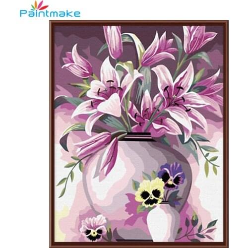 PAINTMAKE Flowers DIY Paint By Numbers Oil Painting On Canvas Home Decoration Painting Wall Art Picture For Kids Adult