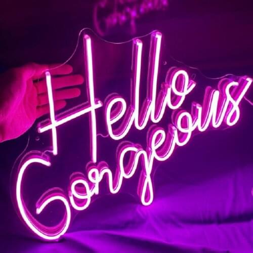 Custom Made Hello Gorgeous LED Neon Sign Wall Lights Party Wedding Shop Window Restaurant Birthday Home Room Decoration