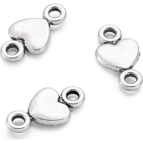 PandaHall 50pc 15x8x2mm Tibetan Style Alloy Heart Link Connectors for Jewelry Component DIY Craft Material Accessories Wholesale
