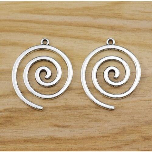 10 Pieces Tibetan Silver Spiral Swirl Charms Pendants for Necklace Bracelet Earring Jewelry Making Accessories 37x30mm