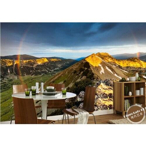 The latest 3D murals, mountain sunrise sunshine aesthetic scenery de parede Papel, the living room TV sofa bedroom wall paper