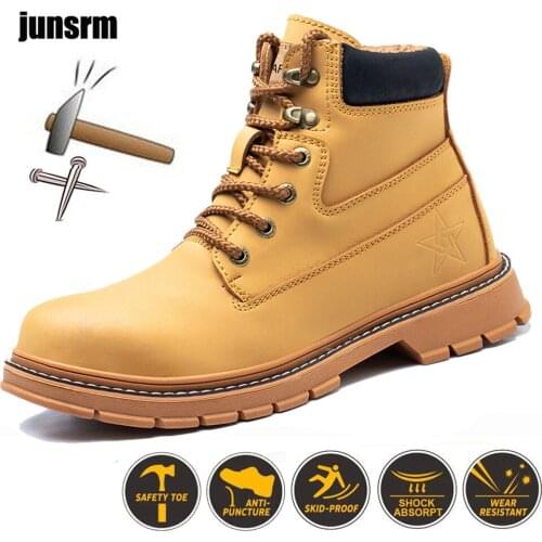 Industrial winter safety boots for miners steel toe caps anti-piercing smashing, outdoor work shoes, fashionable waterproof wear
