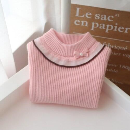 2021 Children Clothing Tops For Girls Cute Bow Female Autumn Winter Knitted Pullover Striped Sweater 6M 12M 2 3 4 5 6 Years Old