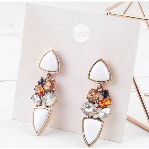 Luxurious Geometry Gold Drop Earrings Colorful Crystal Acrylic Earrings For Women Fashion Jewelry Accessories