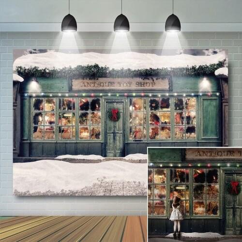 Toy Shop Christmas Backdrop Kids Photography Banner Snowy Scene Decor Reindeer Props Child Baby Photostudio Winter Background