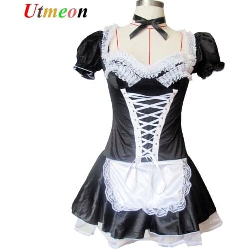 Sexy Womens French Maid Cosplay Lingerie Plus Size Halloween Costume for Women Maid Dress Exotic Servant Cosplay Maids Outfit