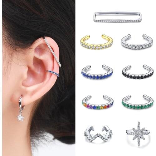 Modian 1PC Rainbow Ear Cuff 925 Sterling Silver Fashion Unique Circle Tiny Clip Earrings For Women Girl Fine Jewelry Accessories