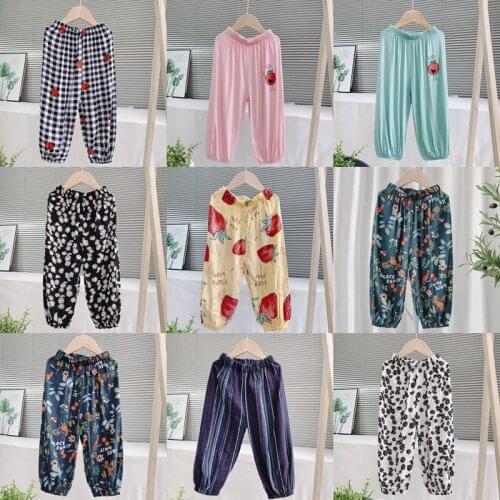 Boys Girls Pants Kids Bloomers Children Toddler Jogger Trousers Casual Ankle Length Anti-mosquito Summer