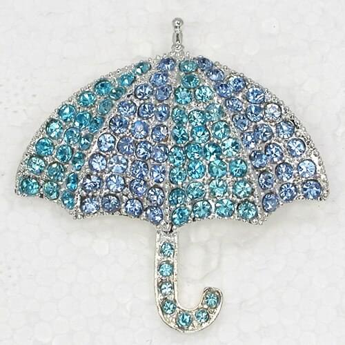 Blue Rhinestone Parasol Umbrella Pin brooches C997 RB