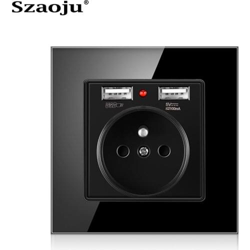 Szaoju Wall USB Power Socket, Many New style Panel, Bedroom socket,AC 110V-250V 16A Wall Embedded, Double usb EU Standard Outlet