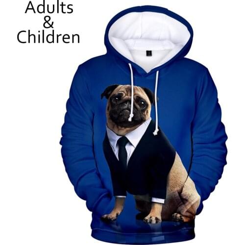 Cute Pug 3D Hoodies Men Women Sweatshirts Harajuku Kids Hoodie pullovers Print 3D Pug Hooded Autumn boys girls yellow+white Tops