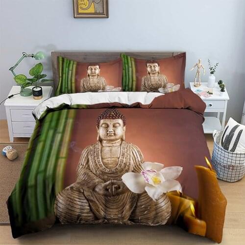Smile Buddha Statue Bedding Set Comforter 3D Print Luxury Duvet Cover Set Home Textile Decor Queen King Single Size Fashion