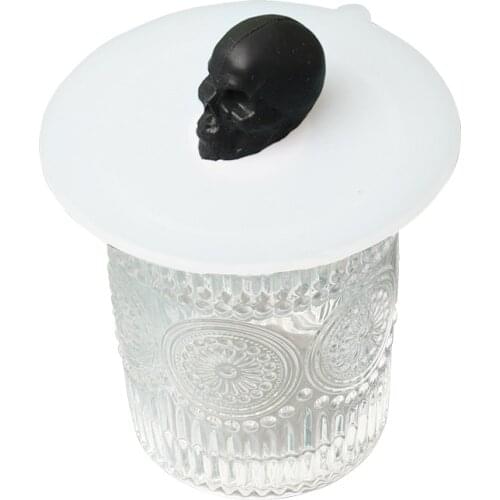 Universal Skull Adorn Drinking Cup Lid Silicone Cup Cover Anti-dust Bowl Cover Heat-resistant Leak Proof Glass Mugs Seal Cap