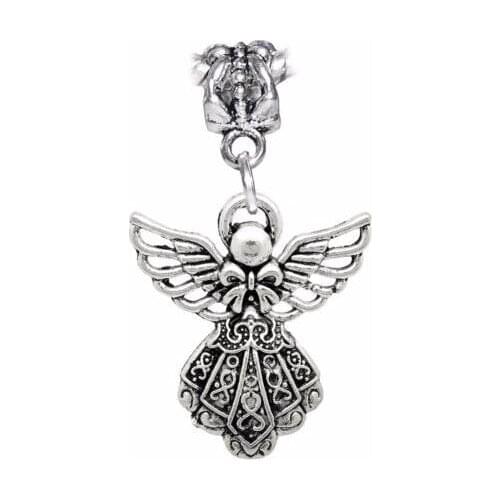 Vintage Silver Angel Owl Charm Dinosaur Bib Piano Tape Trombone Trumpet Thread Silk Hammer Boy Girl Pendant For Jewelry Bracelet