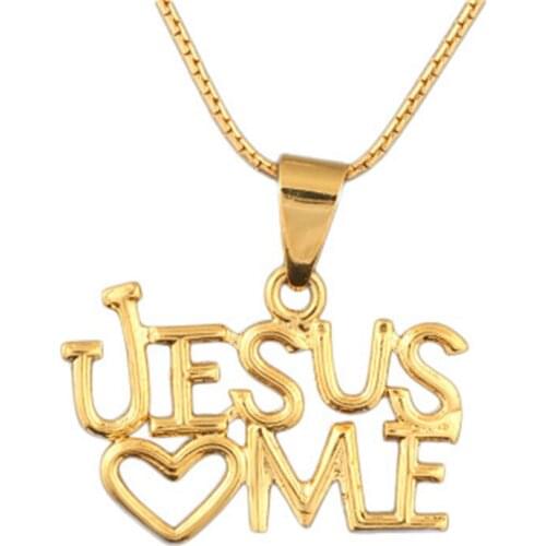 2021 Fashion Jesus Love Me Stainless Steel Necklace for Women Gold Color Statement Necklace Jewelry