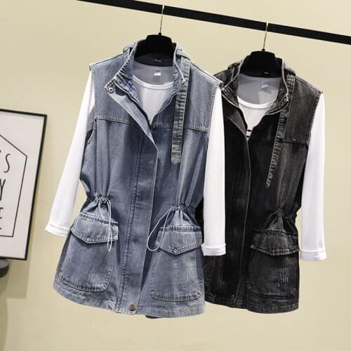 2020 Spring Autumn New Korean Loose Denim Vest Vintage Waistcoat Large Size Ladies Sleeveless Jacket Fashion Slim Tank Top K770