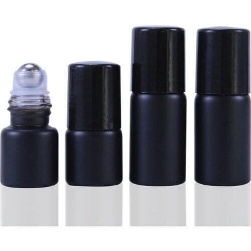 1ml 2ml 3ml Glass Roll On Roller Bottle for Essential Oils Refillable Perfume Bottle White Black Vial Containers 50pcs/lot
