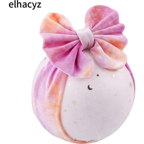 1PC 2021 Tie-dyed Colors Velvet Big Hair Bows Headband Funky Soft Solid Elastic Hair Bands Hair Accessories For Girls Boutique